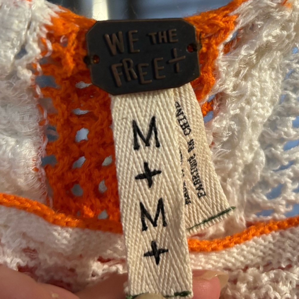 Free People White and Orange Crochet Crop Top - Picture 3 of 4